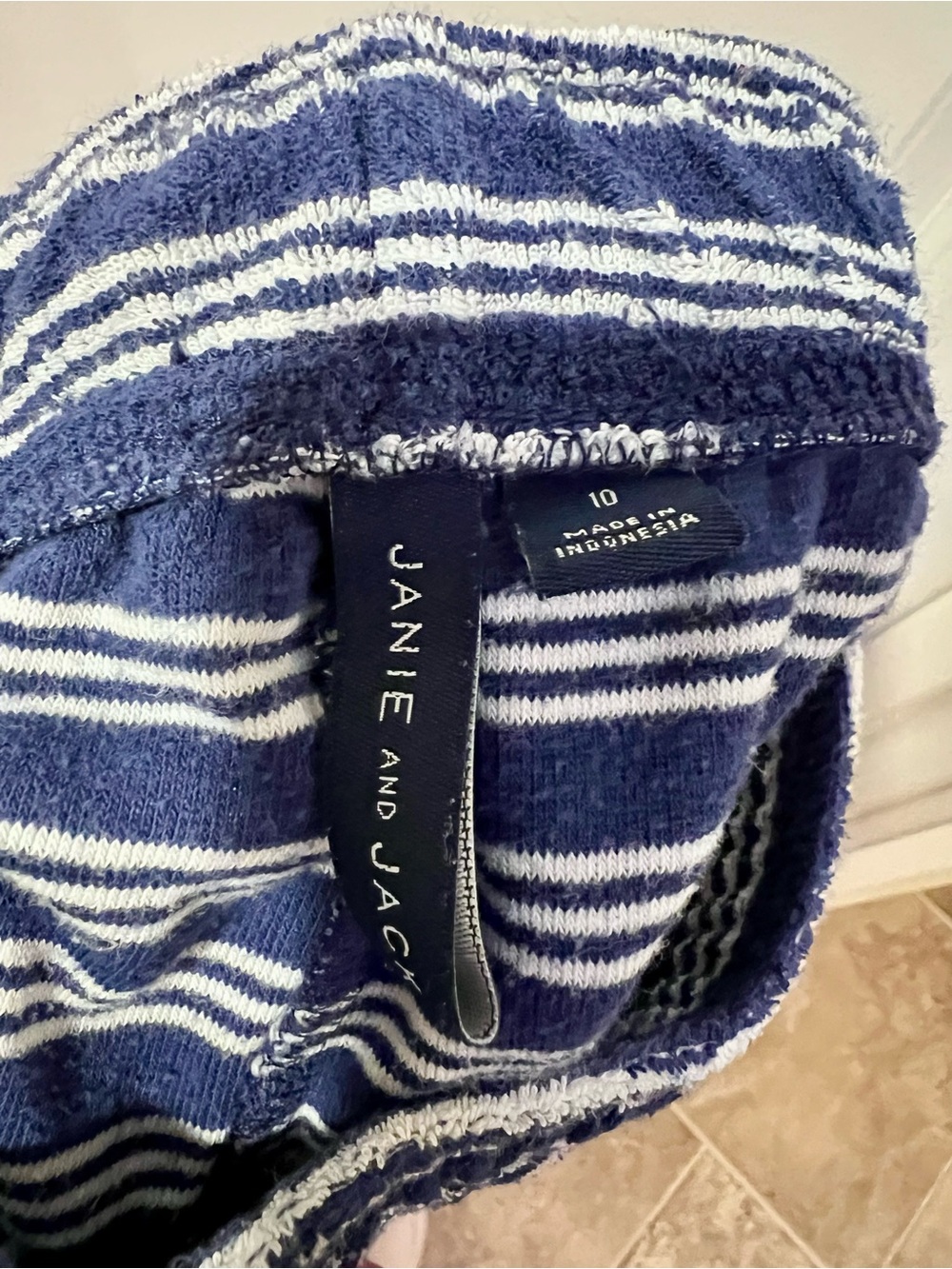 Janie and Jack Blue & White Striped Terry Pull-On Short (Boys) - Picture 3 of 4